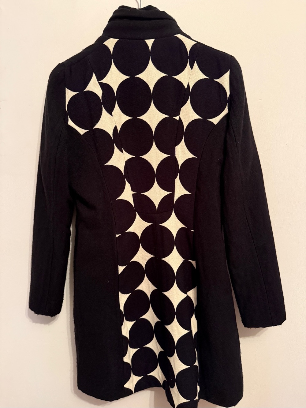 Desigual Black and Cream Circle-Print Zip Front Trench Coat - Picture 2 of 3